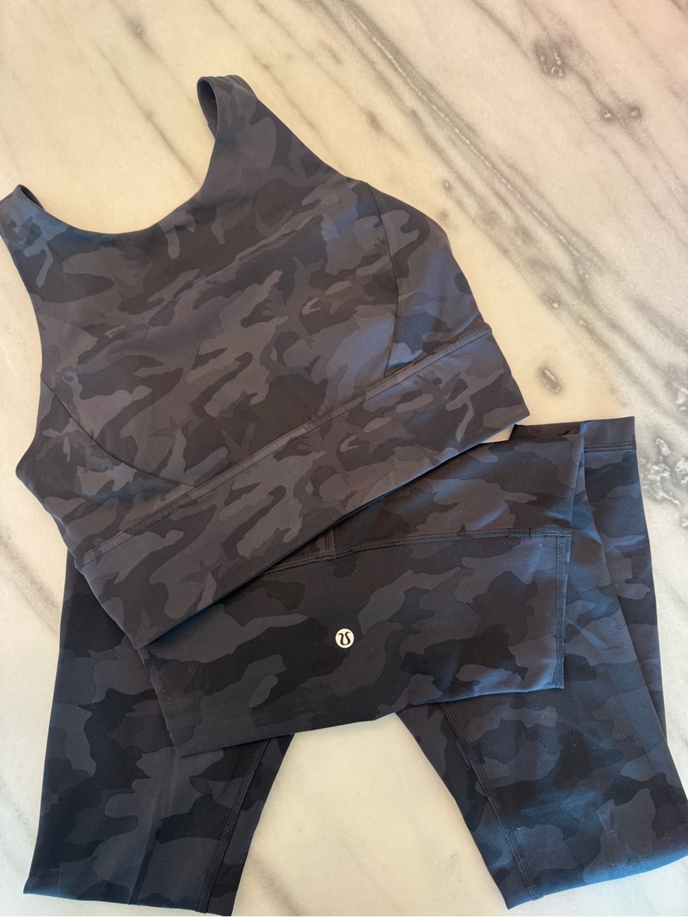 lululemon athletica Black Camo Sports Bra and Leggings Set